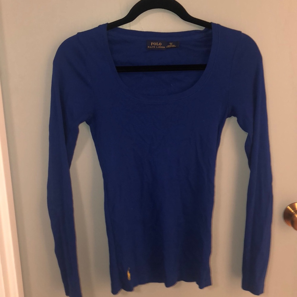 100% cotton cobalt long sleeve polo shirt